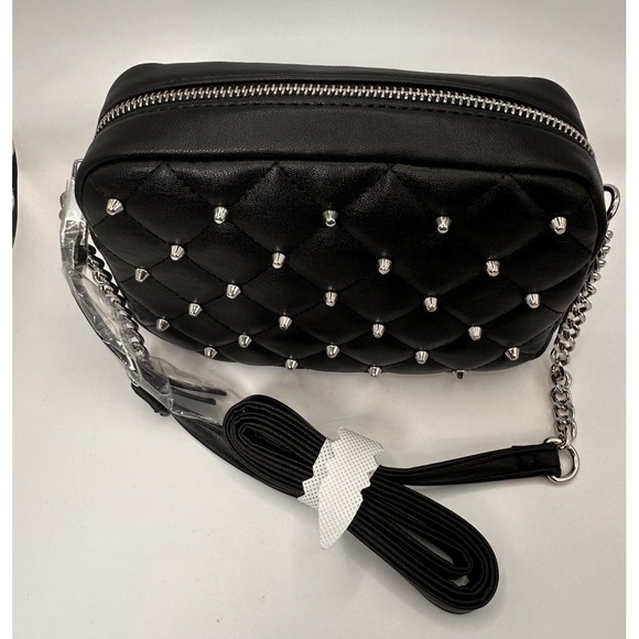 REBECCA MINKOFF Small Diamond Quilt Studded Top Zip Crossbody‎ Bag Purse NEW - Picture 4 of 13